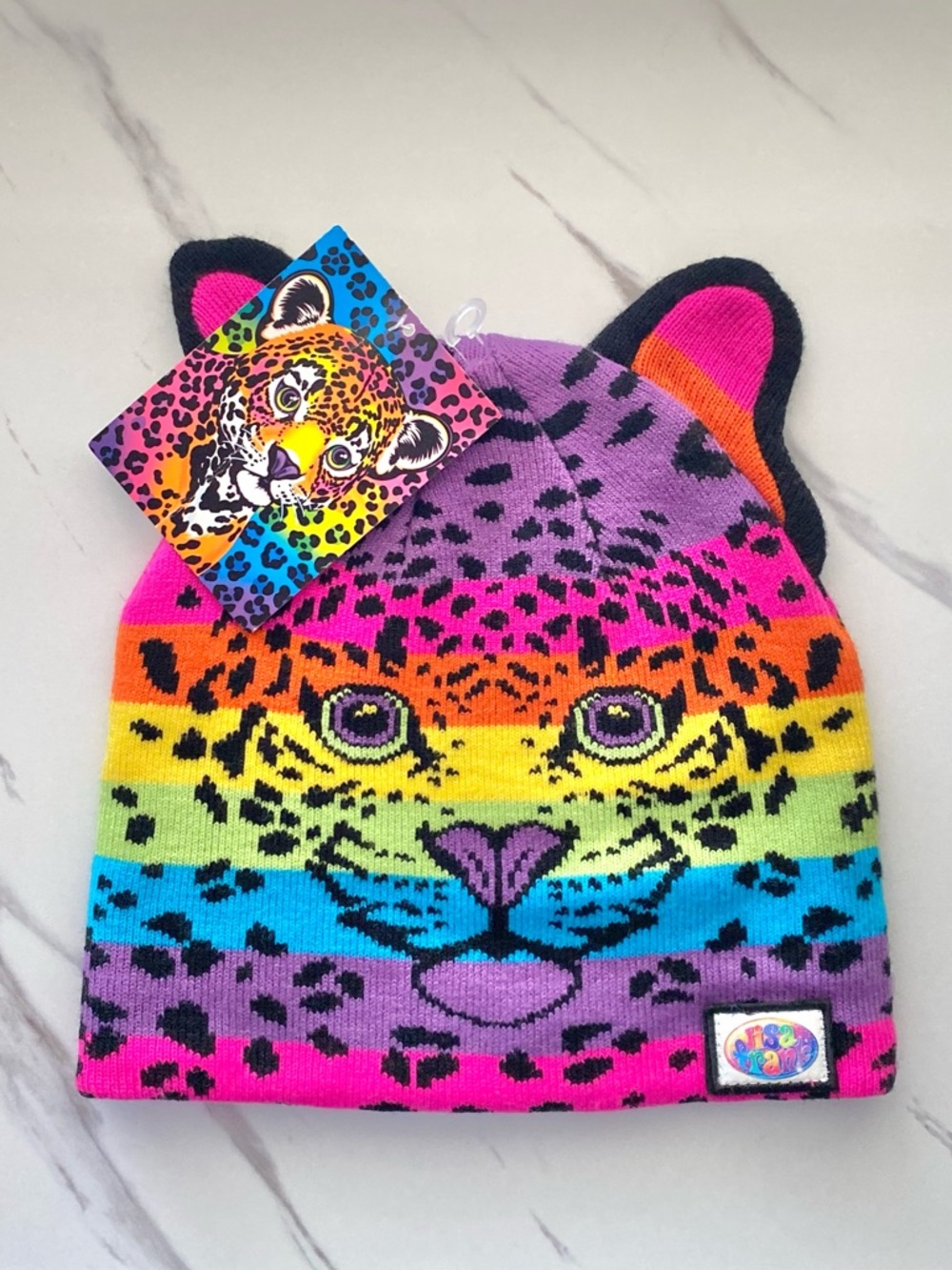2000s Lisa Frank leopard rainbow beanie hat - SWT
